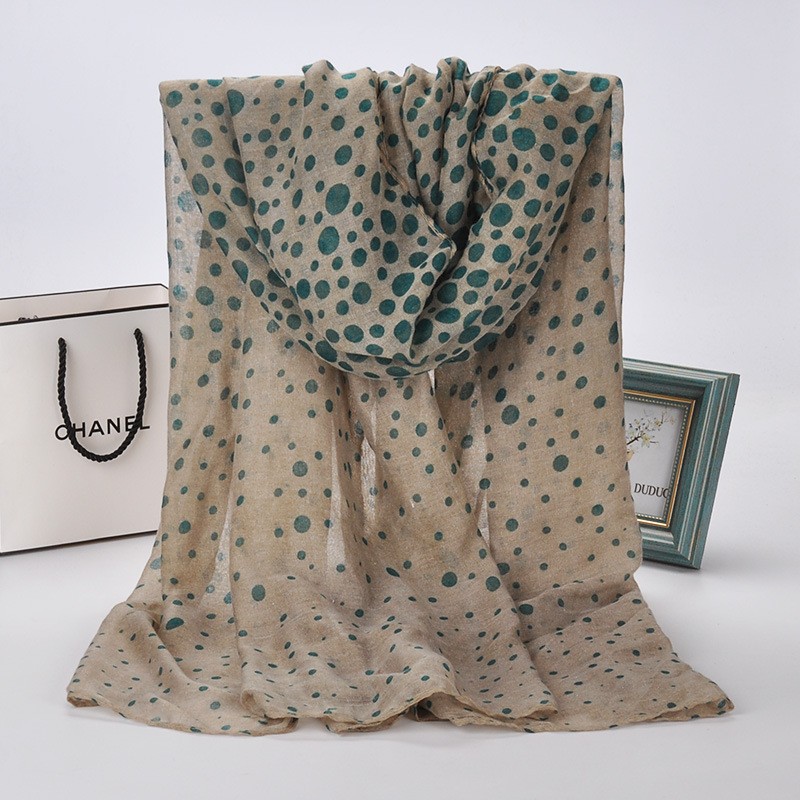 Khaki Mix Polka Dot Print Hijab
