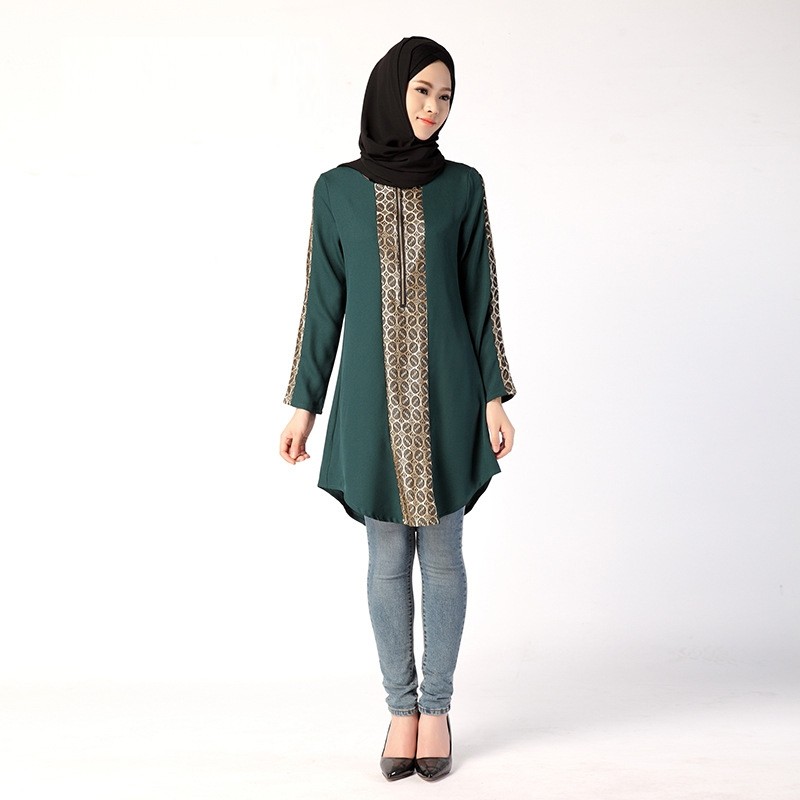 Green Ethnic Tunic Top L 