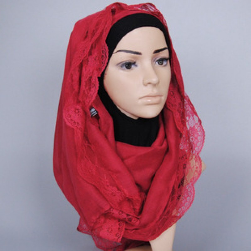 Black Laced Edge Viscose Hijab