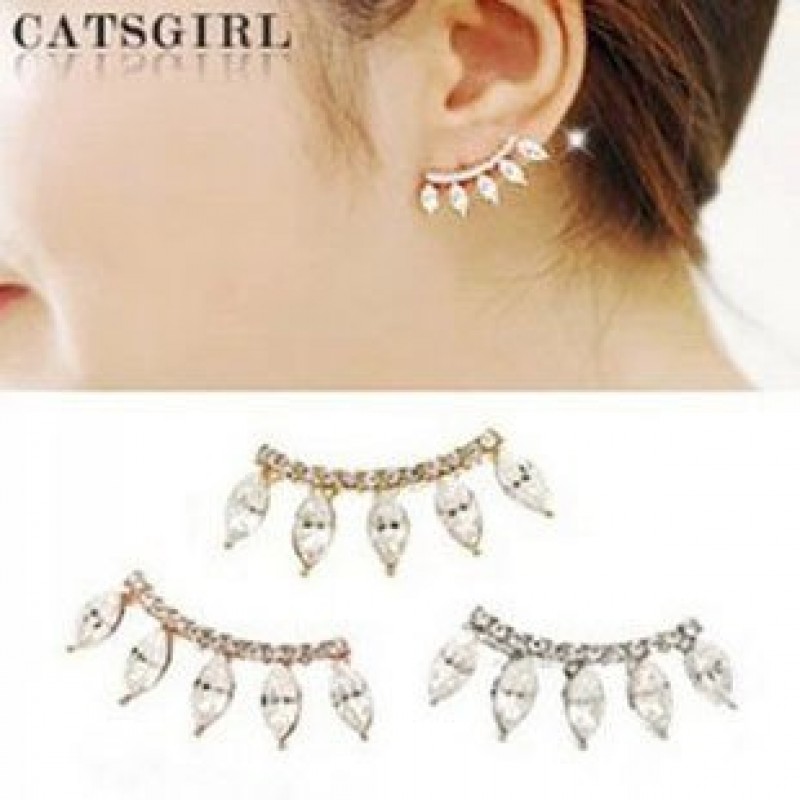 Crystal Gold Drop Stud Earrings