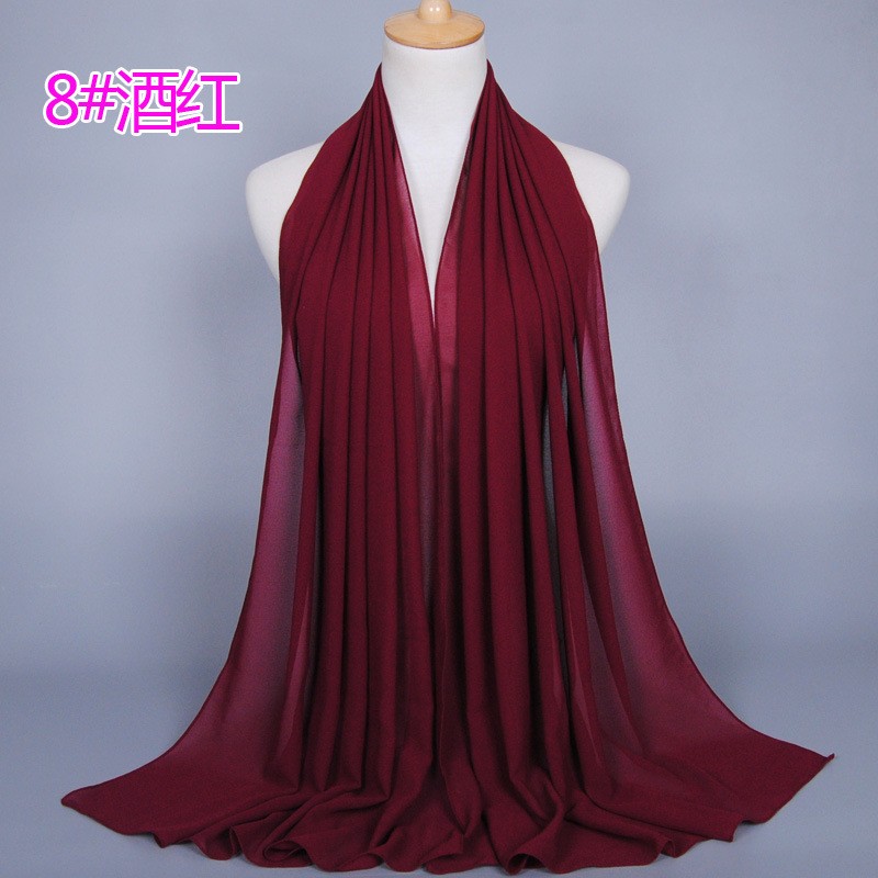 wine red Medium Pearl Chiffon Maxi Hijab