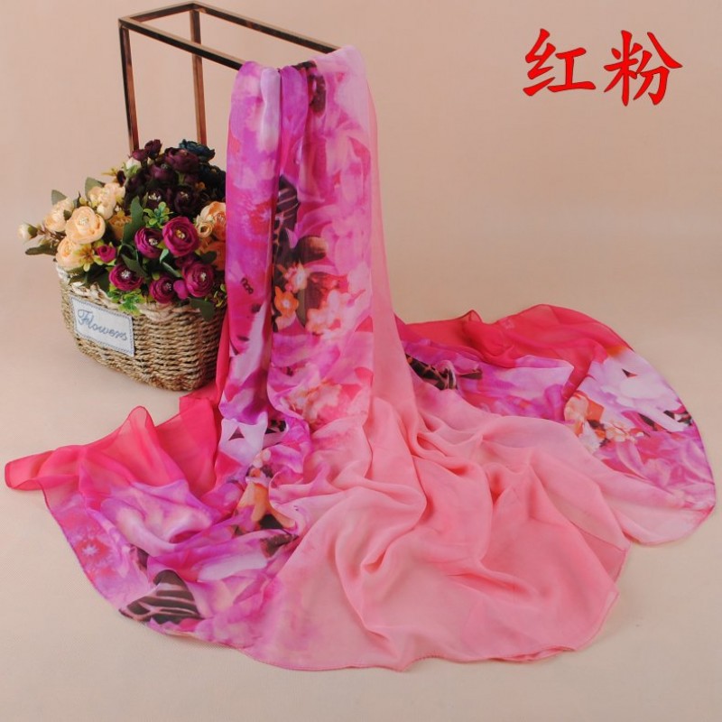 Pink Maxi Abstract Flower Chiffon Print Hijab