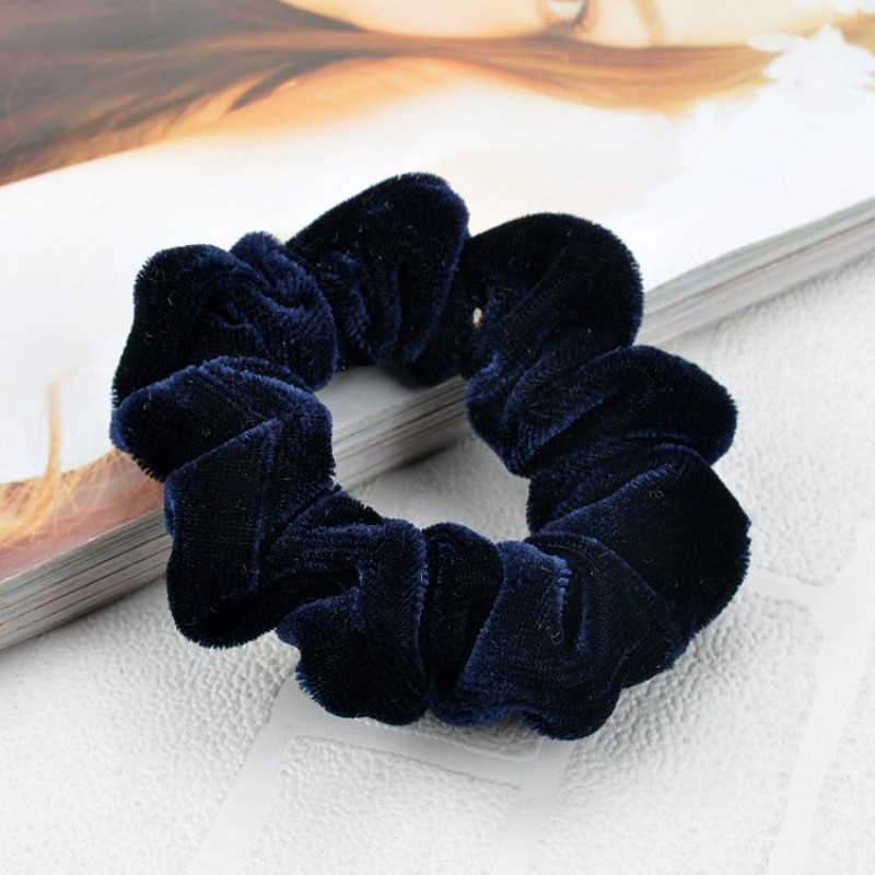 Navy Velvet Crunchy Hair Band