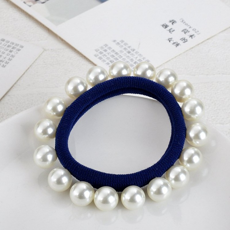 Navy Large Pearl Hair Band 