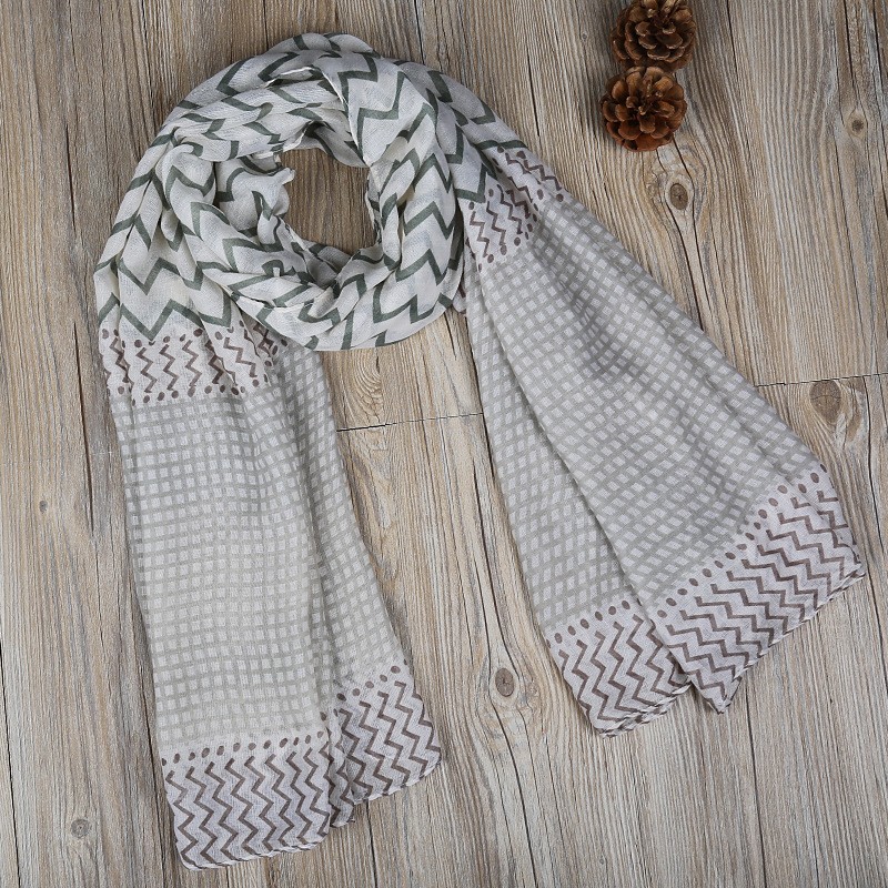 Army Green Zig Zag Mix Print Hijab