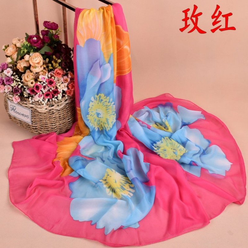 Red Maxi Butterfly Chiffon Print Hijab