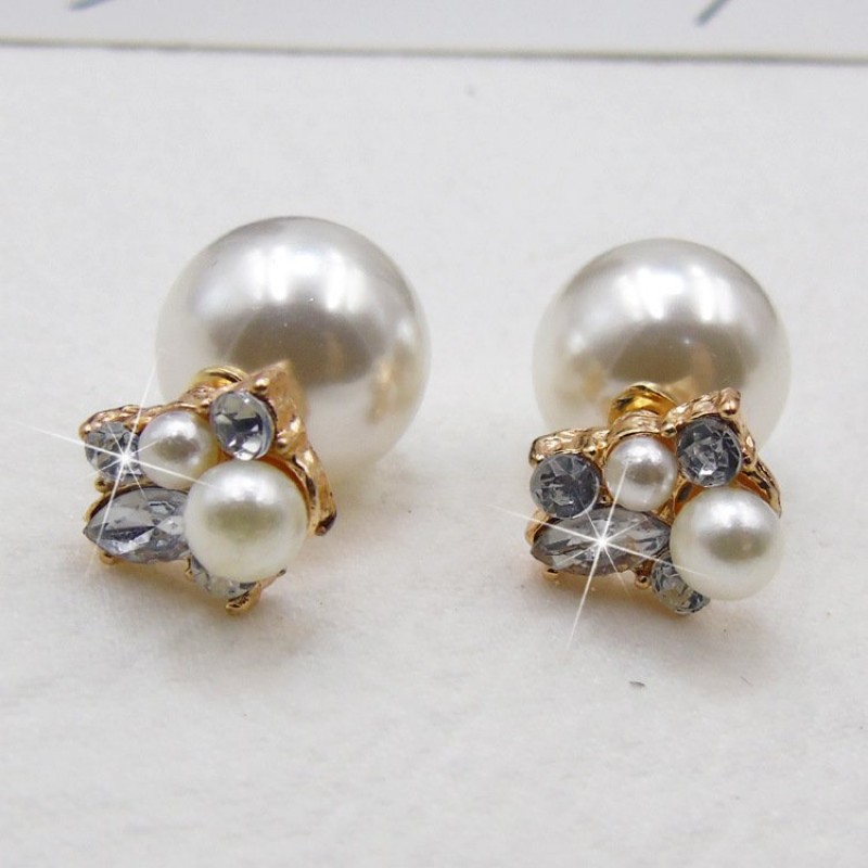 Crystal Pearl Golden Studs