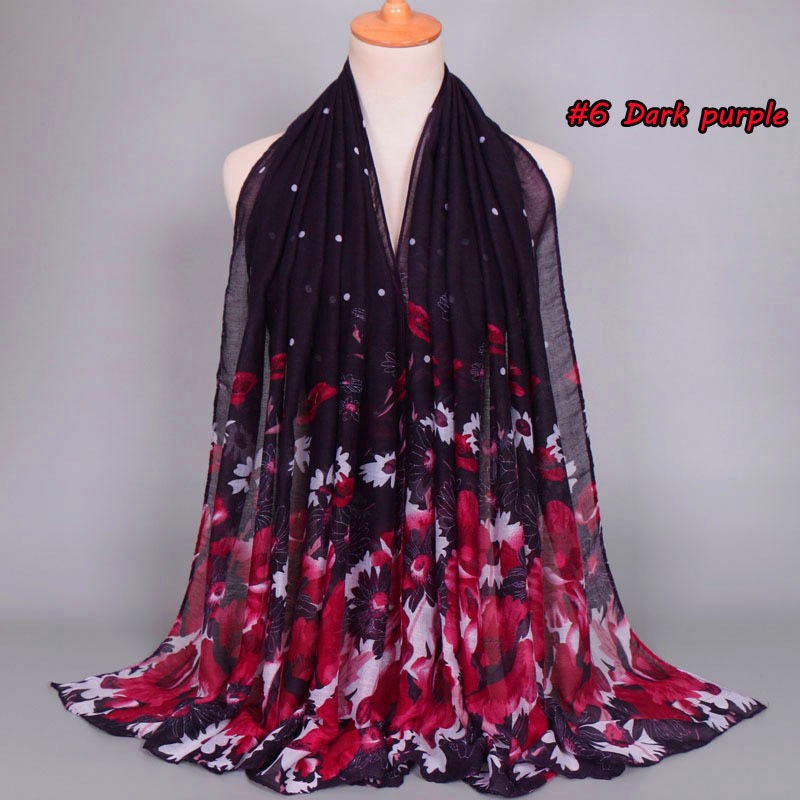dark purple Rising Flowers Print Hijab