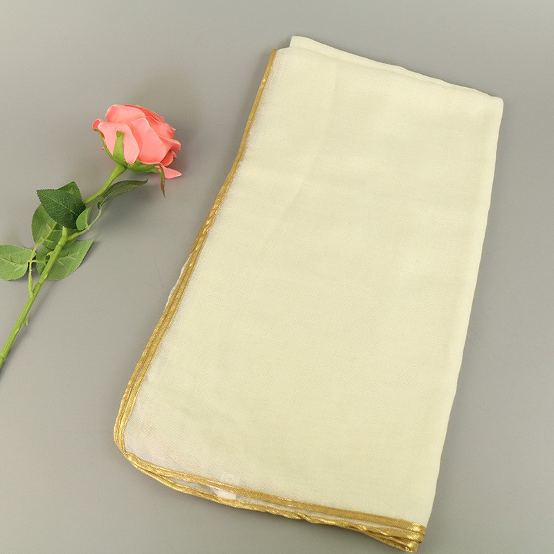 Beige Gold Piping Cotton Hijab
