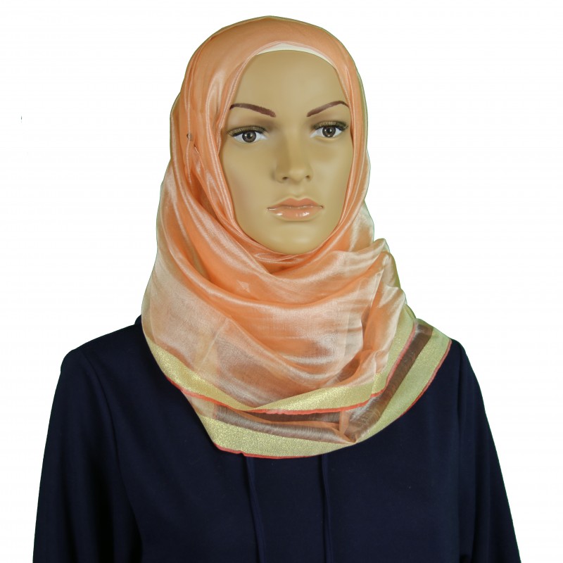 Peach Shimmer Silk Hijab
