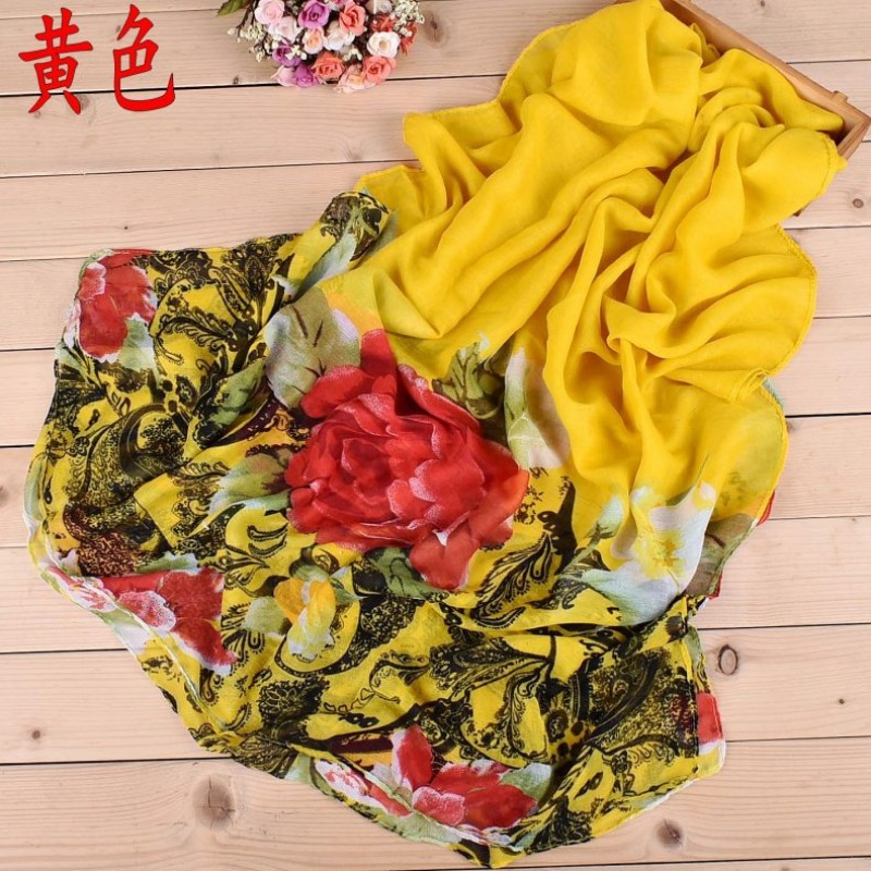 Yellow Paisley Rose Print Hijab
