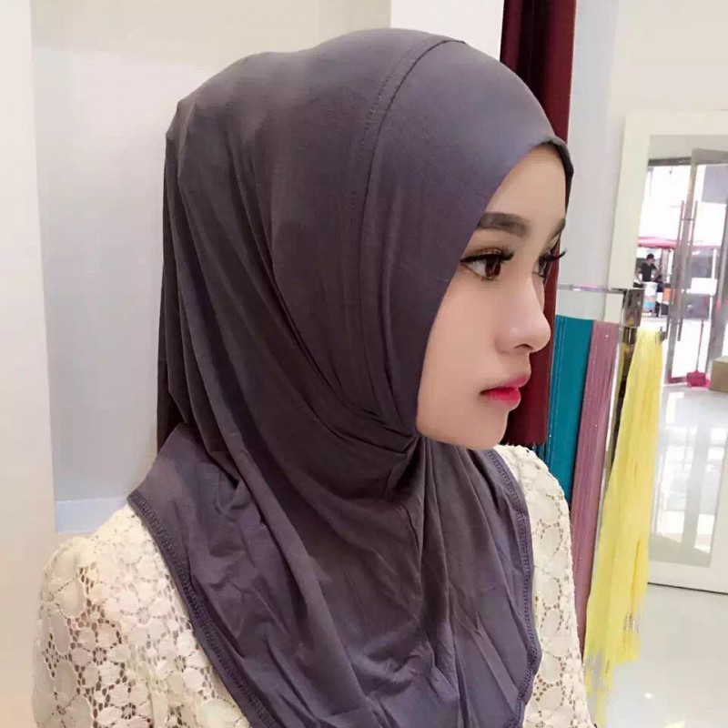 Omni-directional dark grey (large) Modal One Piece Ready Hijab 