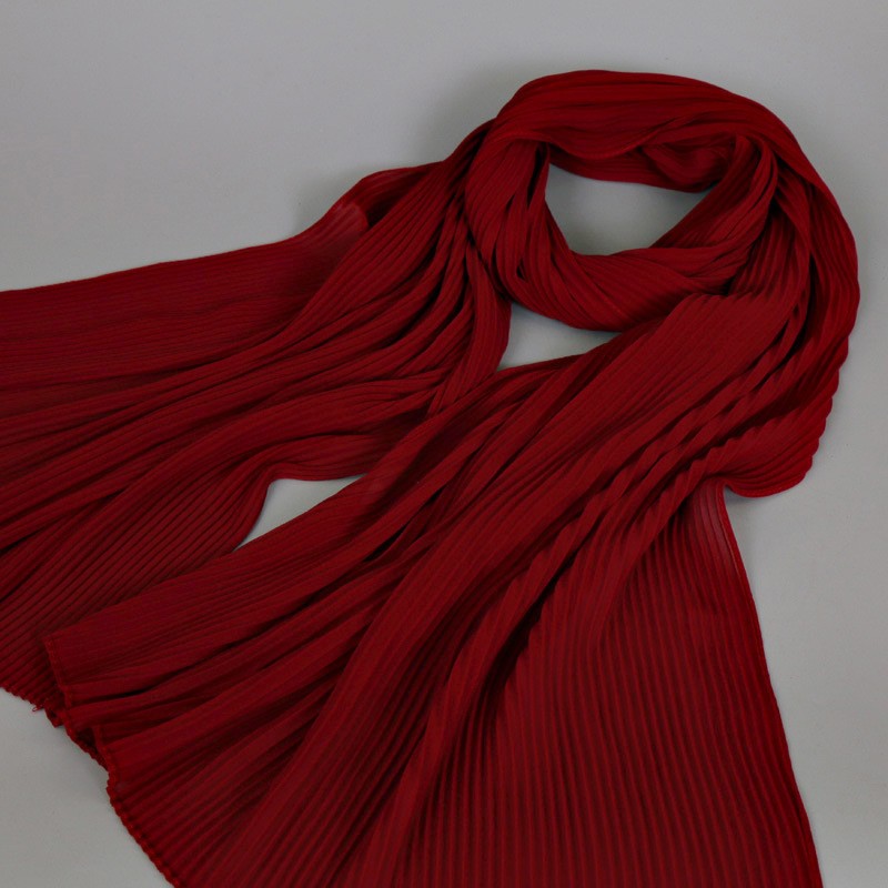 wine red Pearl Chiffon Crinkle Hijab