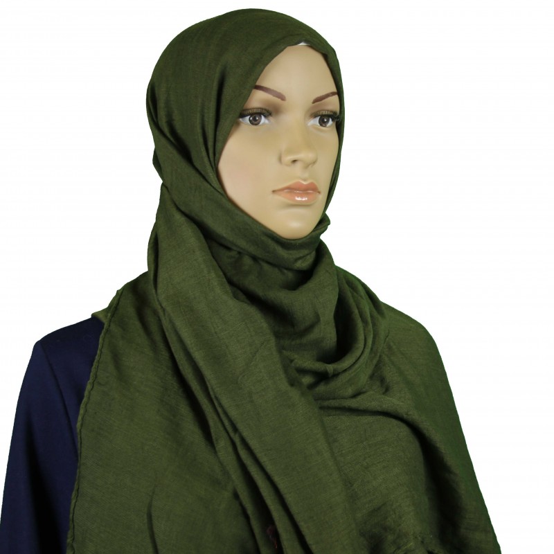 Forest Green Cotton Linen Extra Maxi Hijab