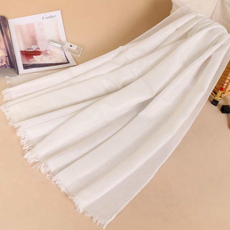 White Silver Weave Cotton Hijab