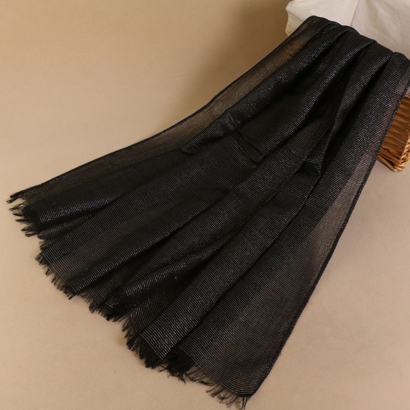 Black Silver Weave Cotton Hijab