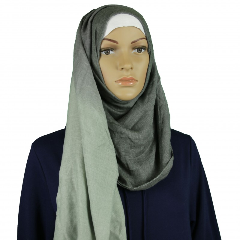 Grey Ombre Cotton-Linen Maxi Hijab