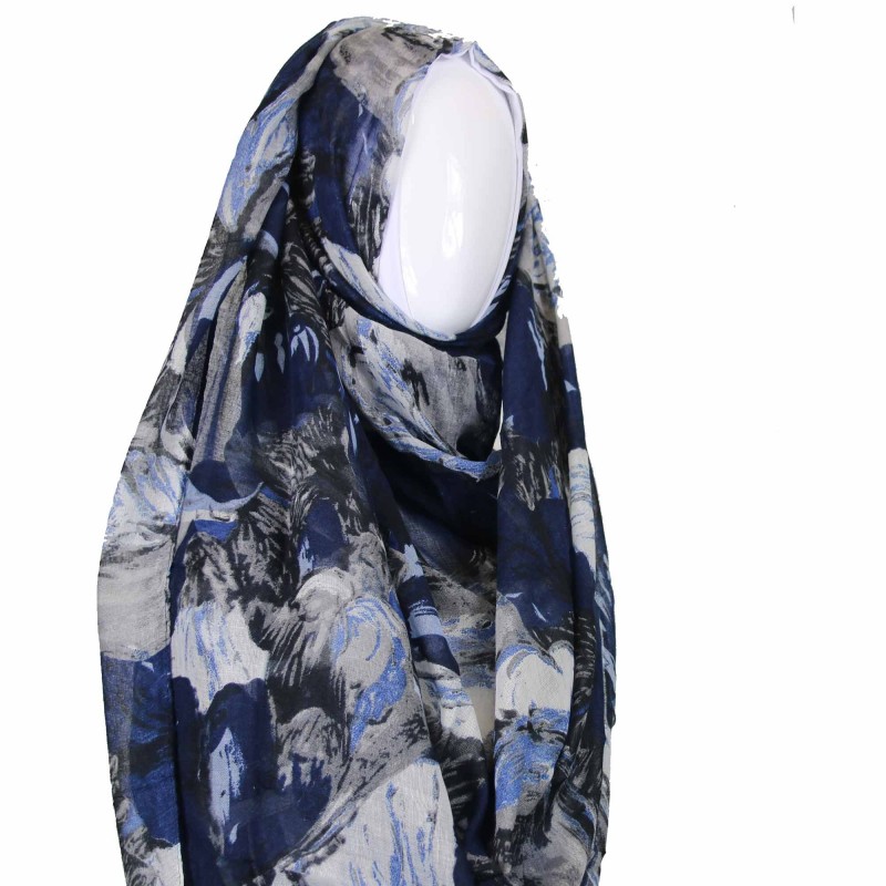 Navy Abstract Print Hijab