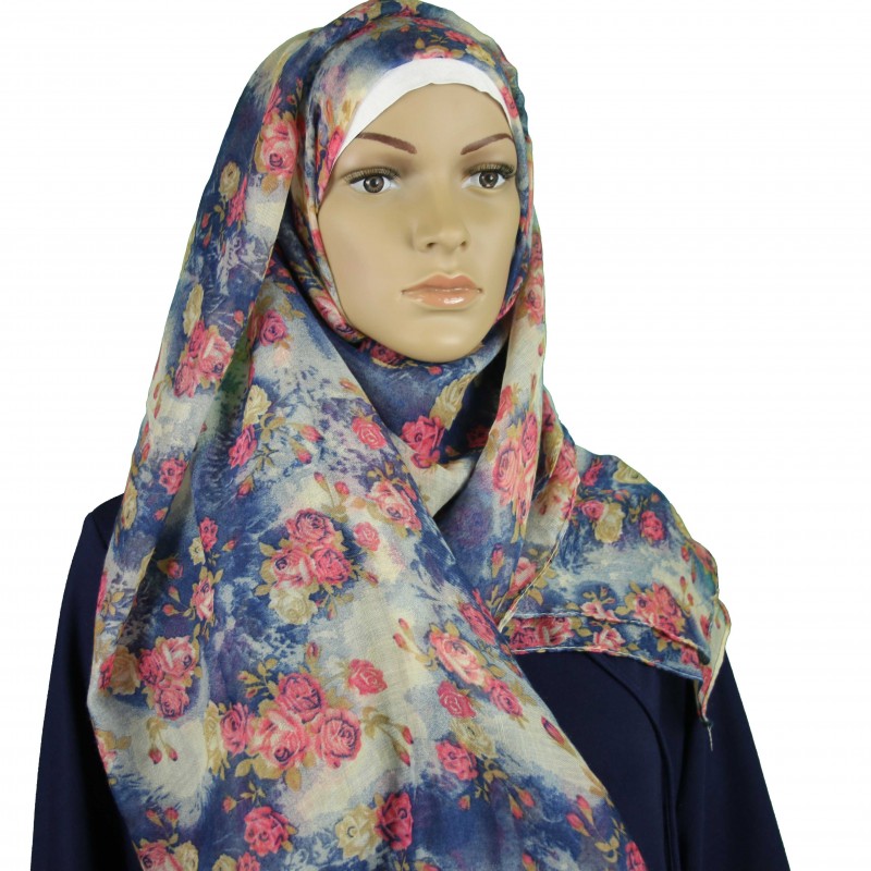 Blue Antique Rose Hijab