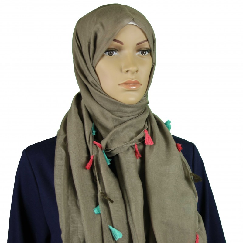 Steel MultiColour Tassel Hijab