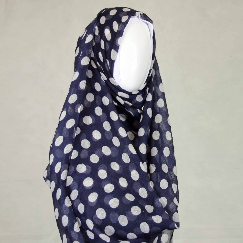 Navy Polka Print Hijab