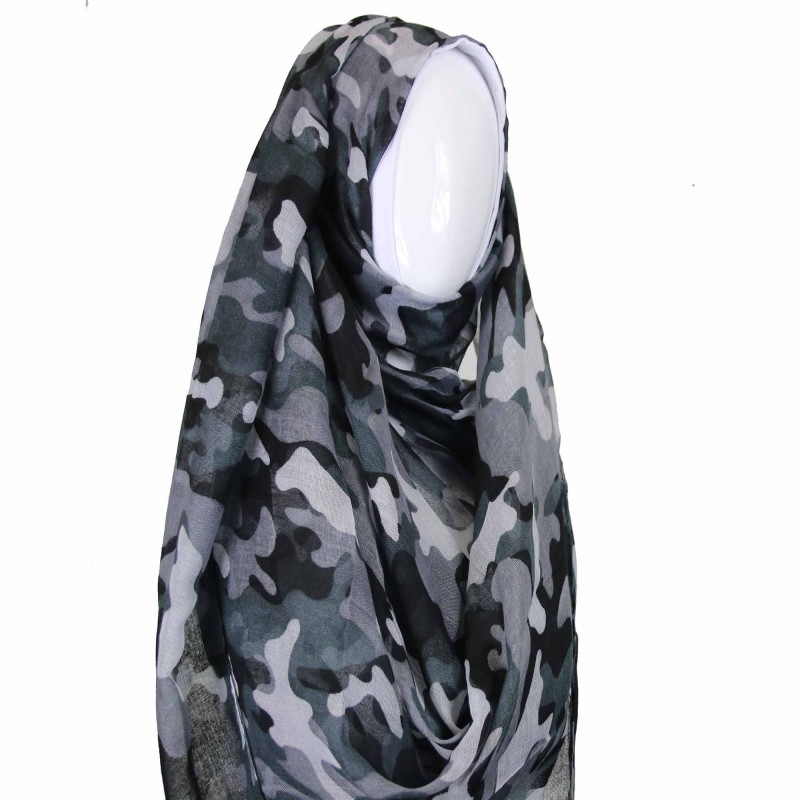 Grey Camouflage Print Hijab
