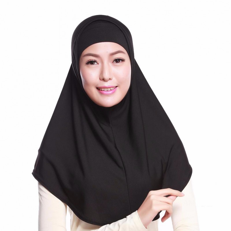 Black Two Piece Plain Ready to wear Hijab 