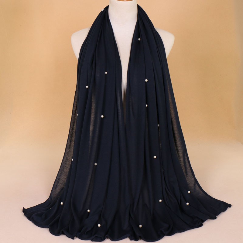 Navy Jersey Pearl Hijab