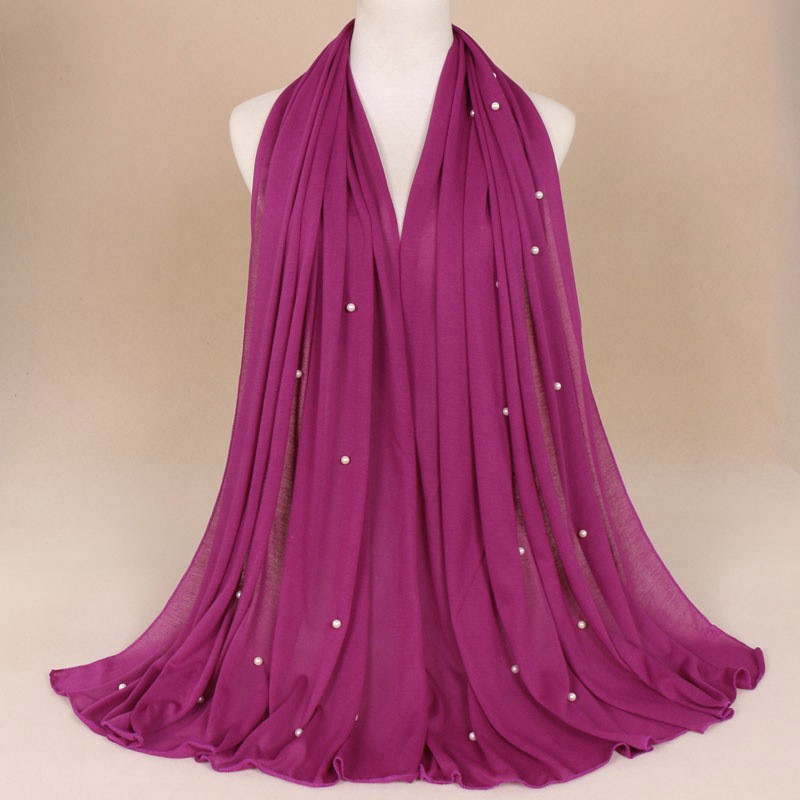 purple red Jersey Pearl Hijab