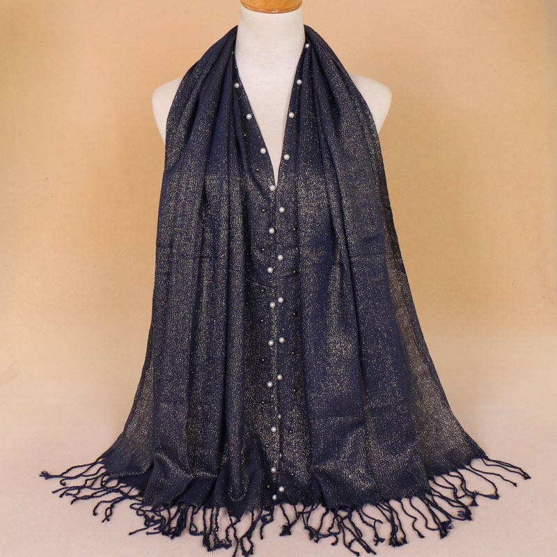 Navy Shimmer Pearl Hijab