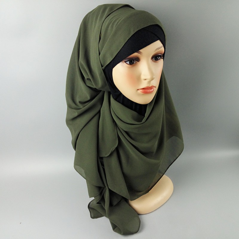 Army Green Soft Chiffon Crepe Hijab 