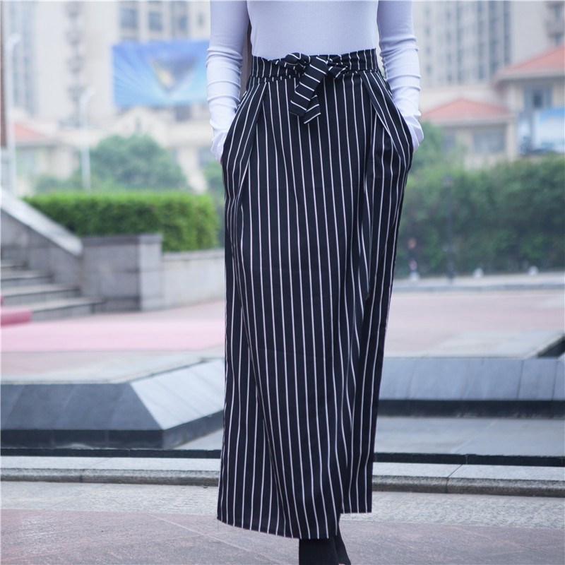Black Satin Stripe Smart Maxi Skirt XXL 