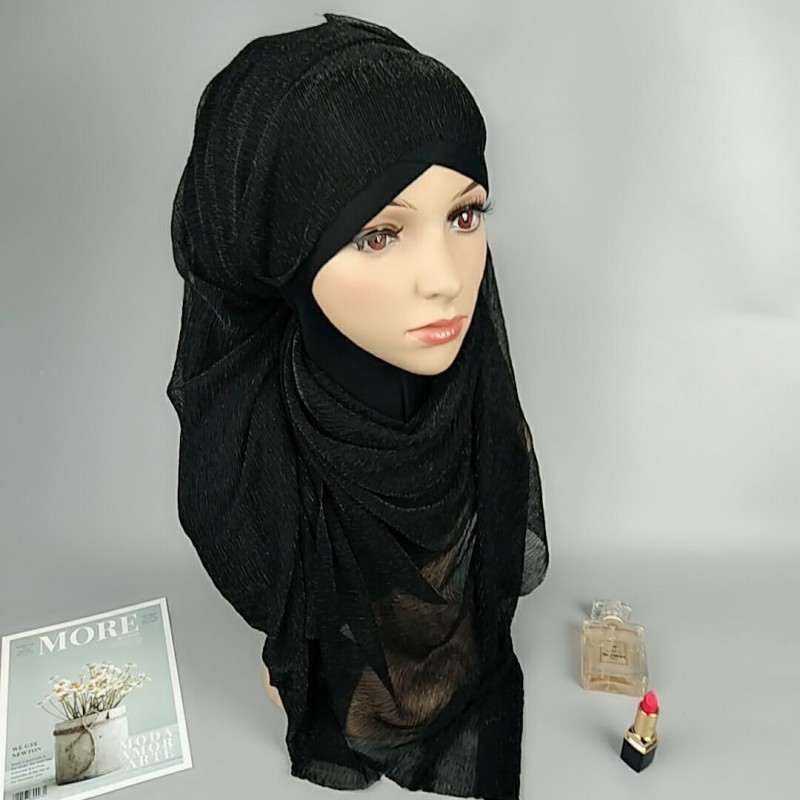 Black Gold ct Plain Silk Hijab