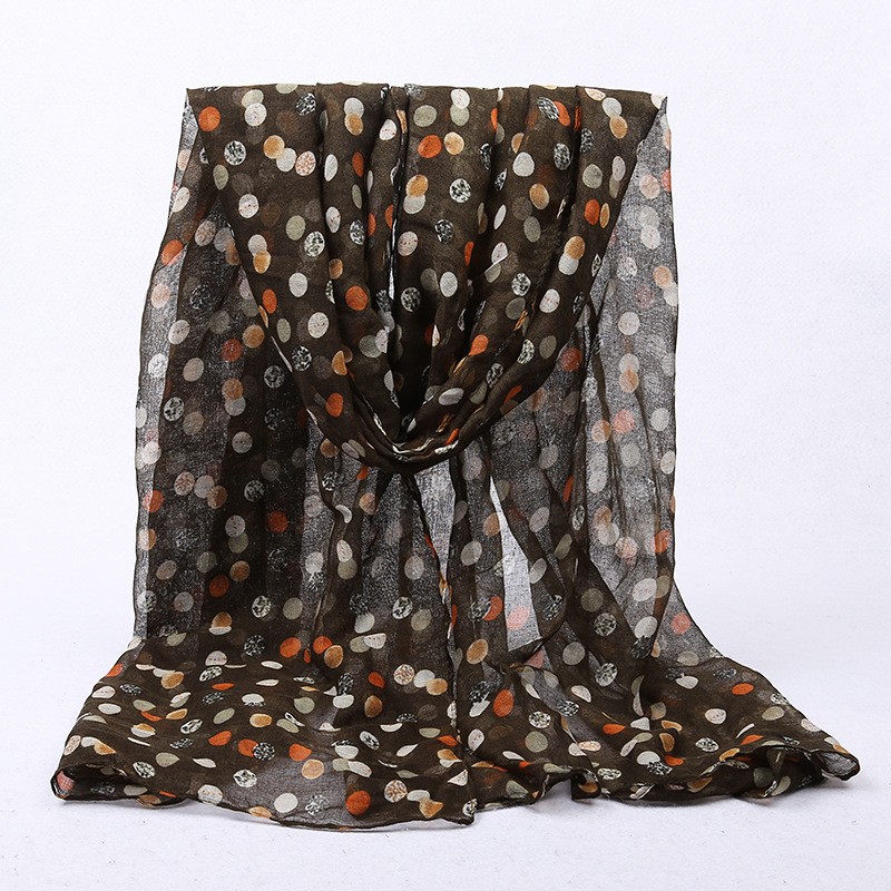 Army Green Colourful Polka Print Hijab