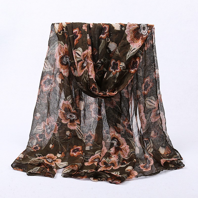 Army Green Flanders Poppy Print Hijab