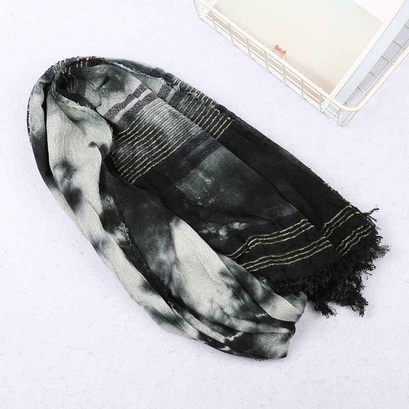 black Premium Vintage Cotton Tie Dye Hijab