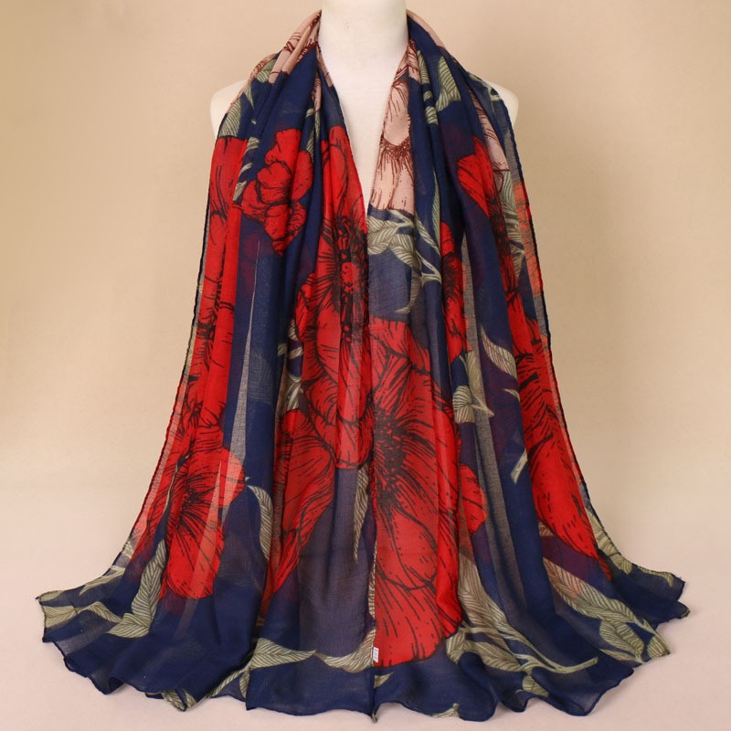 Navy Kew Vintage Print Hijab