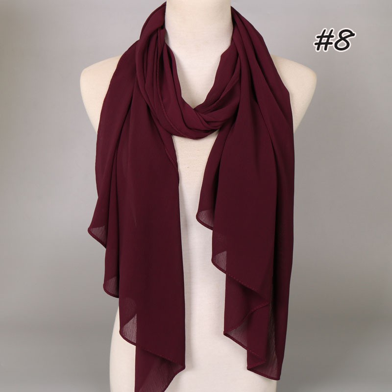 deep wine red Crinkle Textured Chiffon Hijab