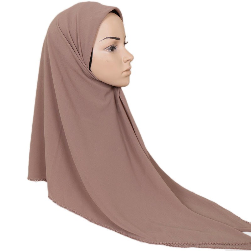 deep khaki Crumpled Chiffon Square Hijab