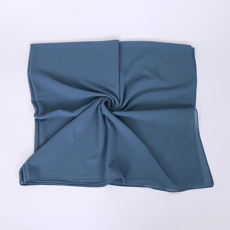 Smokey Blue Pearl Chiffon Square Hijab