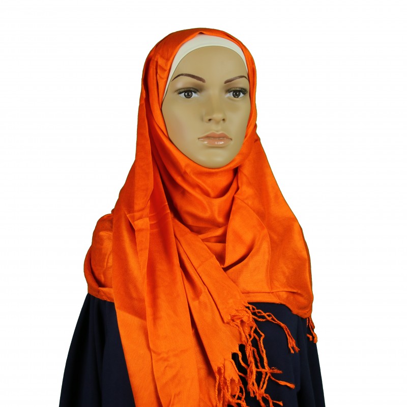 Orange Satin Pashmina Hijab