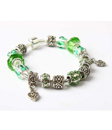 Green Hearts Charm Bracelet