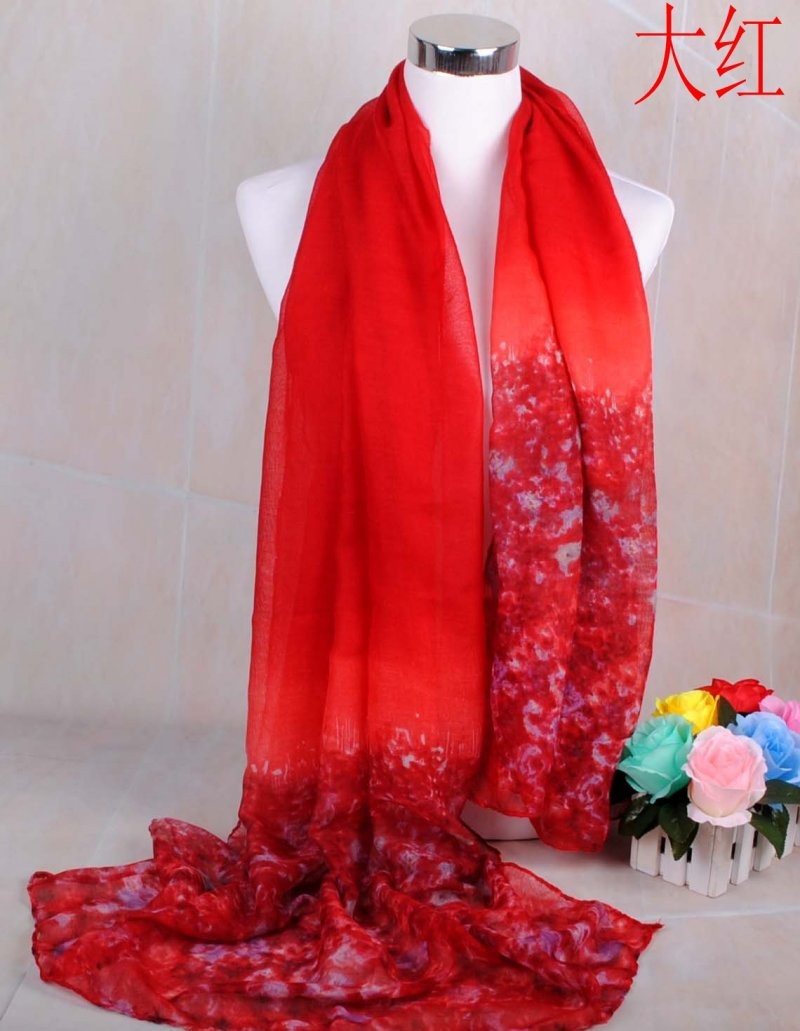 red Gradient Burst Print Hijab