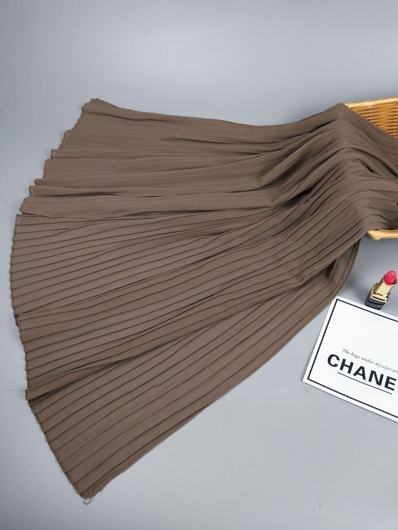 Coffee Brown Pleated Cotton Crinkle Hijab