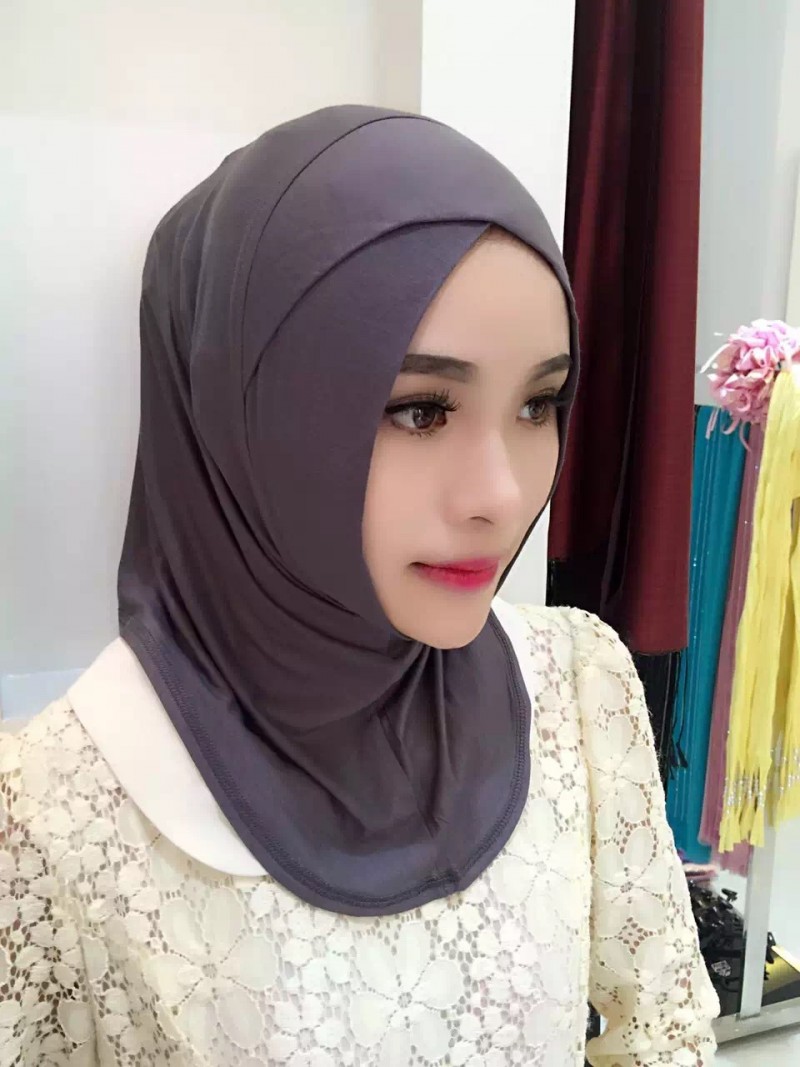 dark gray Crossover Modal One Piece Ready Hijab 
