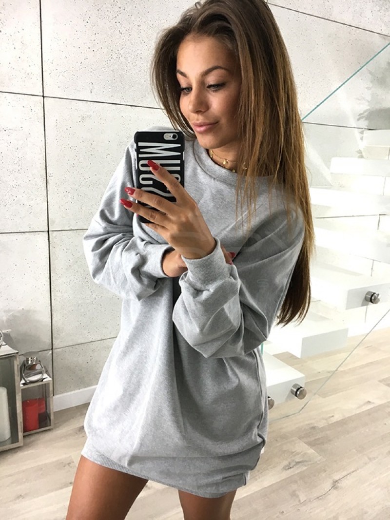 Light Gray Casual Tunic Sweater Small