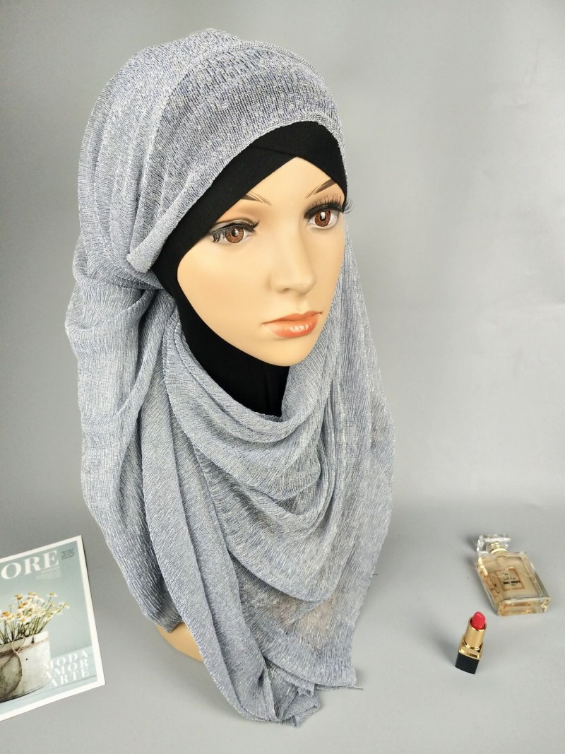 Silver Gold ct Plain Silk Hijab