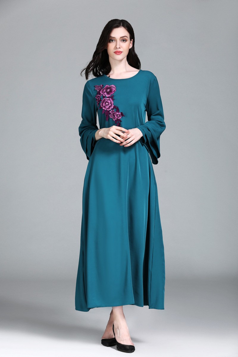 Green Starburst Embroidered Abaya XL 