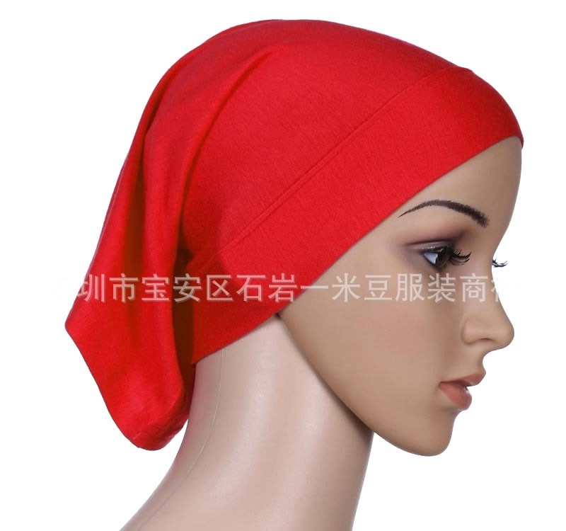 red Mercerised Cotton Tube Hijab Cap 