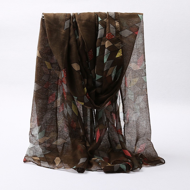 coffee Geometric Diamond Print Hijab